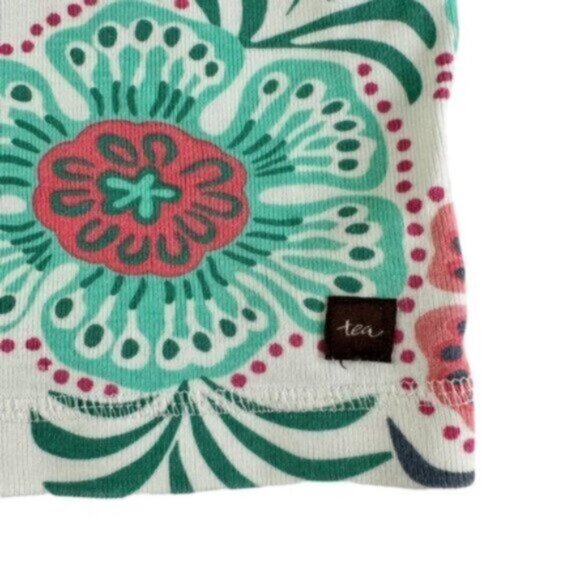 Tea Collection | Peach & Green Floral Print PJ Girl Set Size 3T - Picture 7 of 7